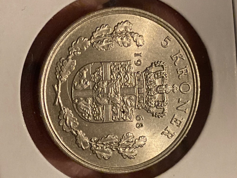 Denmark 1968 5 Kroner UNC