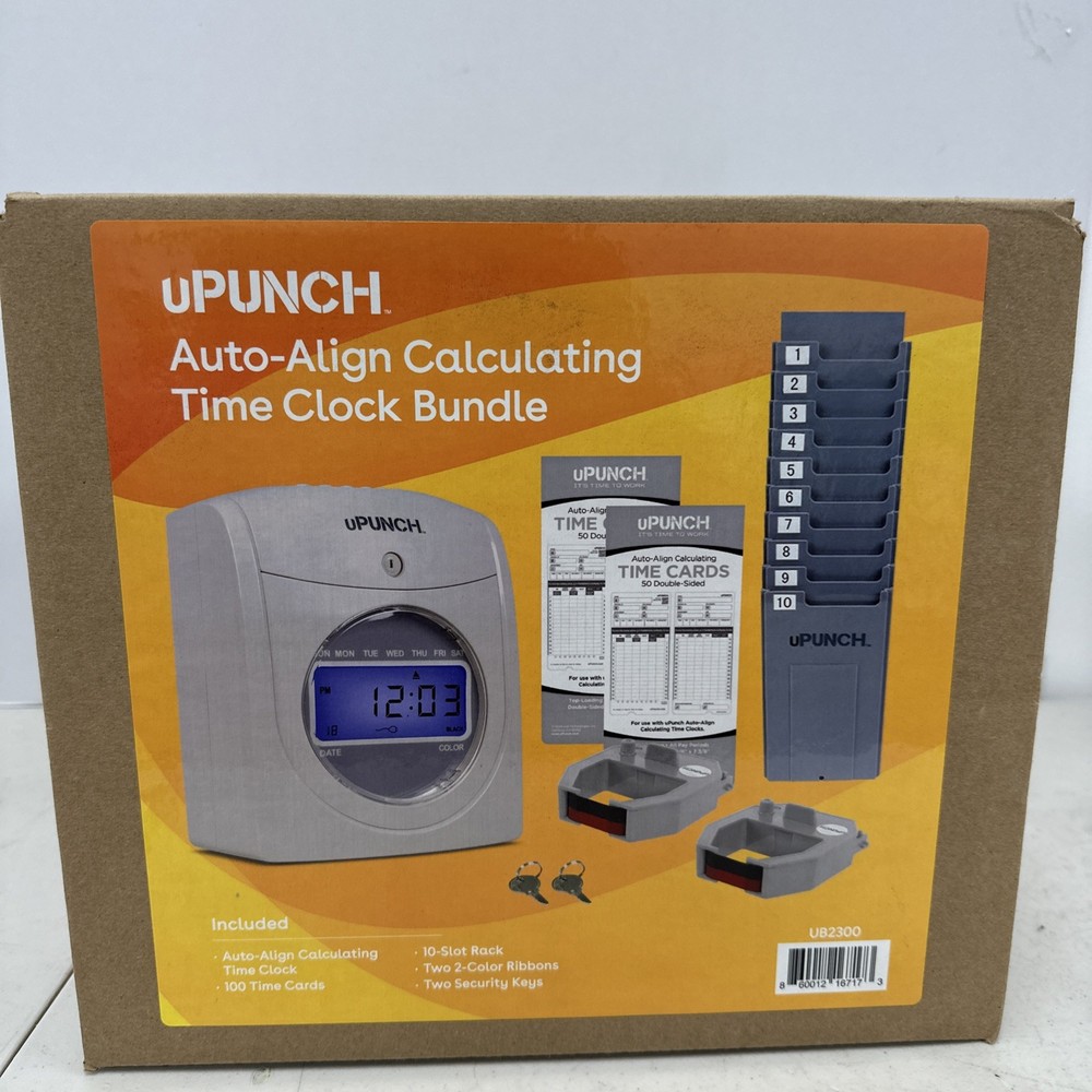 UPUNCH UB2300 AUTO-ALIGN CALCULATING TIME CLOCK BUNDLE -  NEW IN BOX