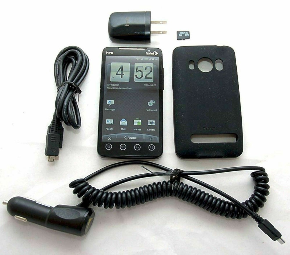 HTC EVO 4G Sprint PCS BLACK Google Android Smartphone Bluetooth PC36100 Grade C