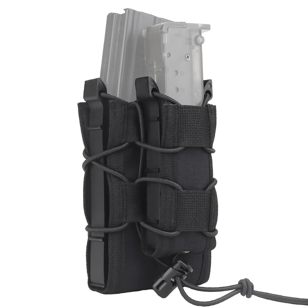 Tactical Molle Double Magazine Pouch for 9mm Pistol & 5.56 7.62 Rifle Mag Holder