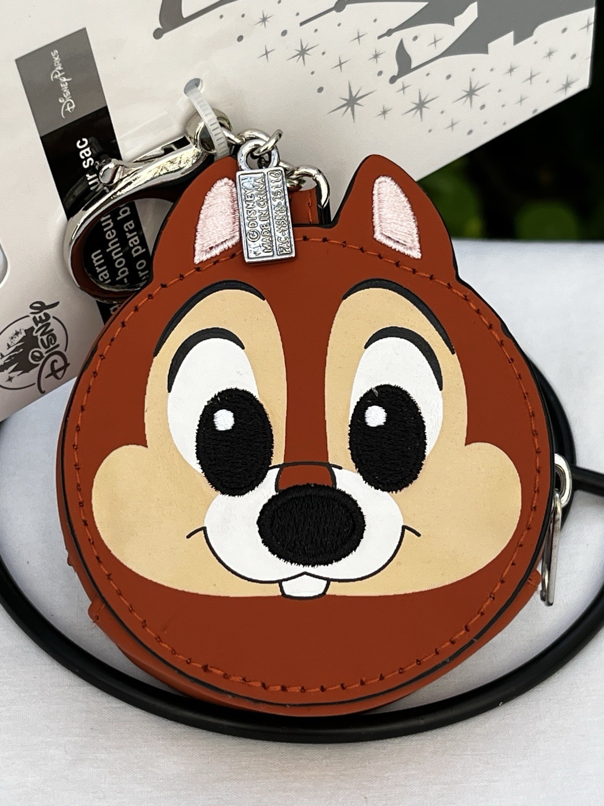 Disney Chip 'n Dale Two-Sided Zip Close Coin Purse/Bag Charm NEW