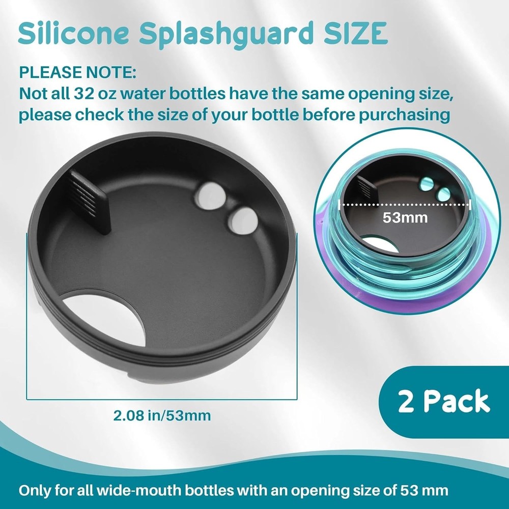 2-Pack Silicone Splashguard for Nalgene, Obsidian Black 2 Pack