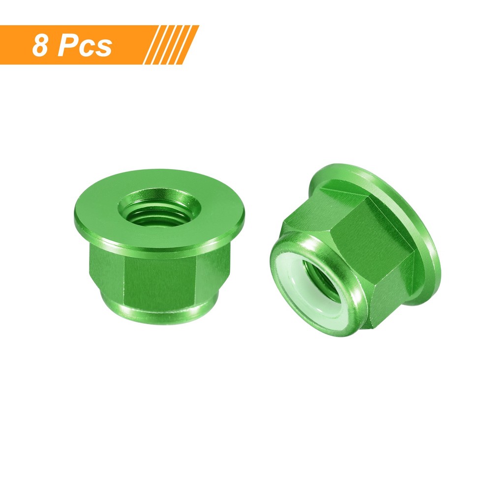 Nylon Insert Hex Lock Nuts, 8pcs - M8x1.25mm Self-Locking Nut(Green)