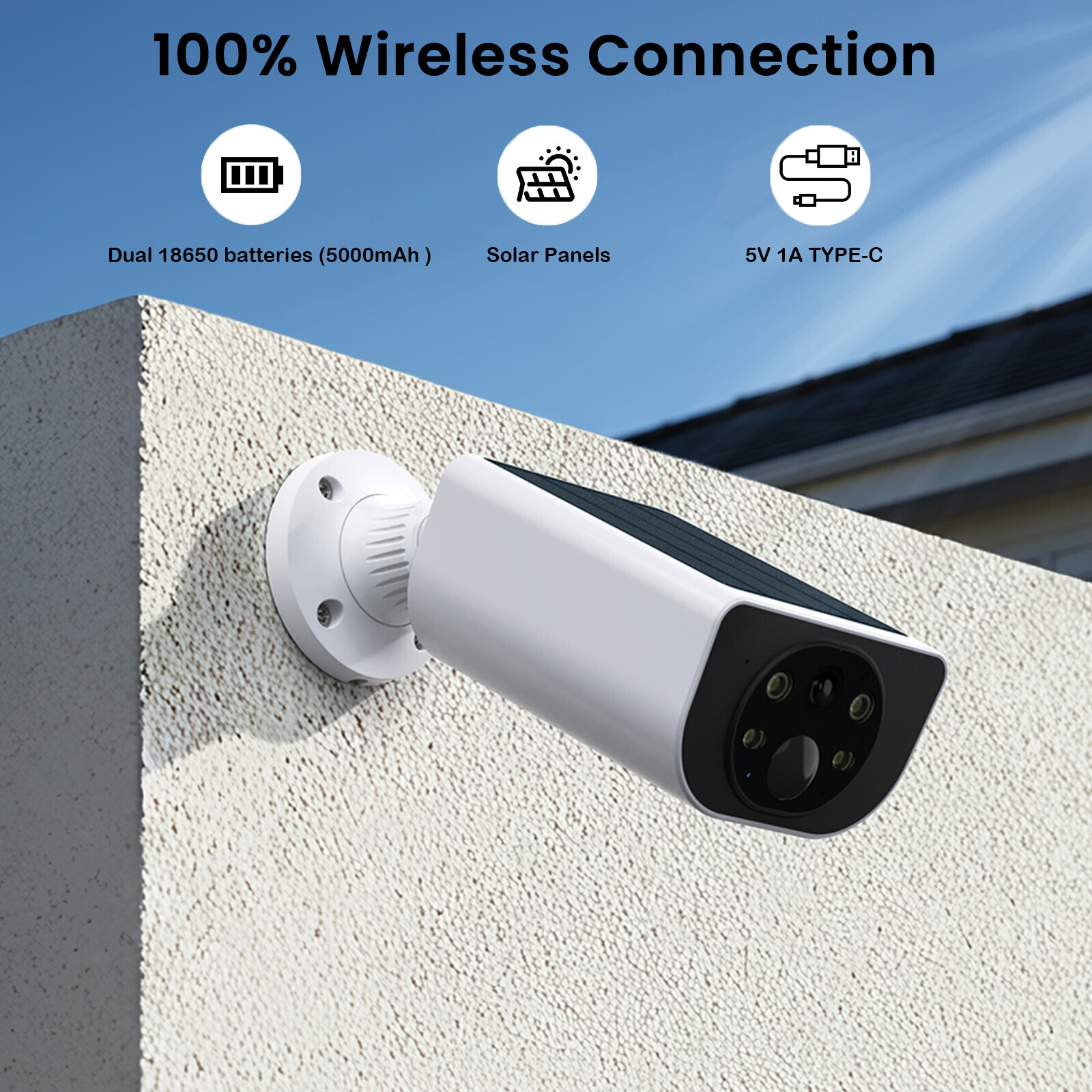 2 Pack Wansview 2K 3MP Solar Camera Outdoor Wireless 2.4Ghz WiFi Human Detection