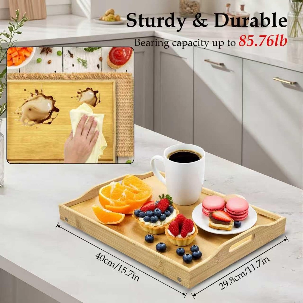 Bed Tray Table with Foldable Legs & Handles - Portable Breakfast Table, Servi...