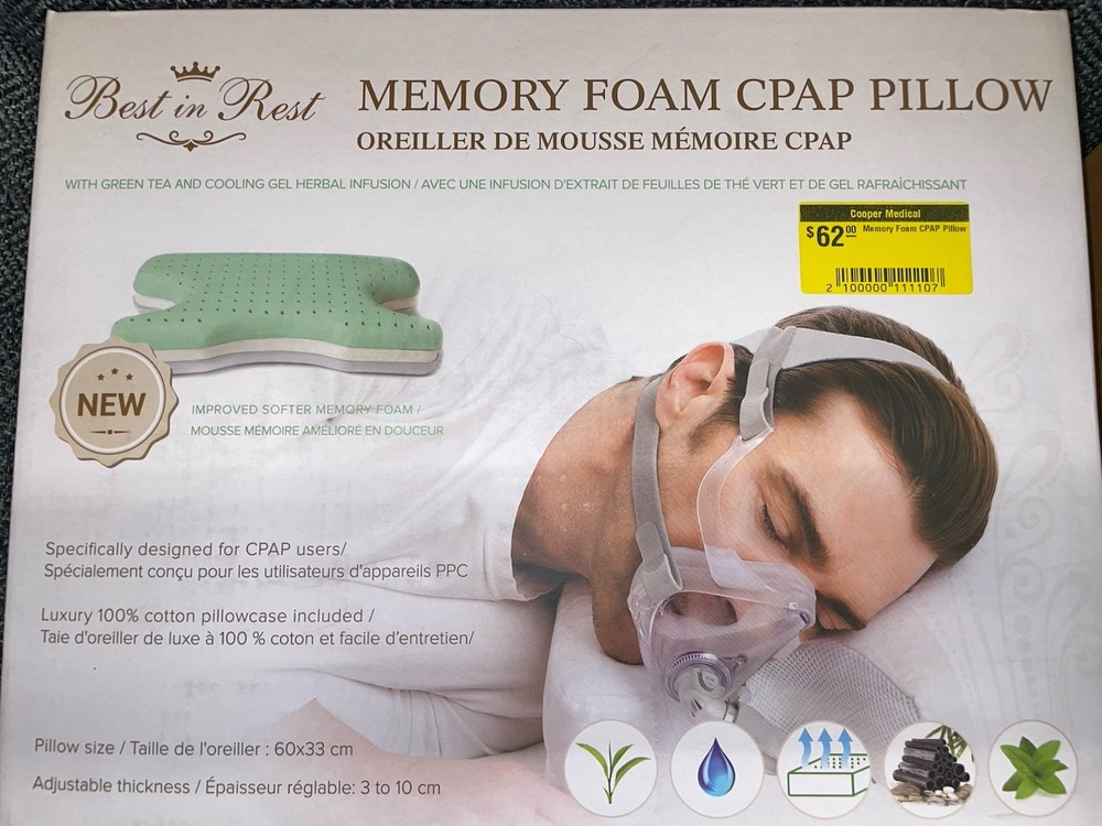 Best In Rest - Adjustable CPAP Memory Foam Pillow + 2 Pillow Cases