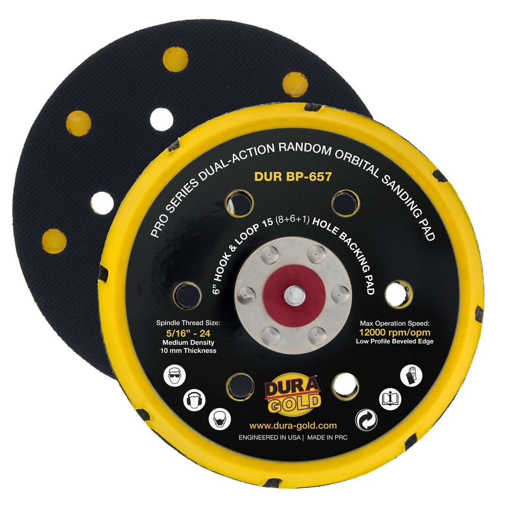 6" Hook & Loop DA Backing Plate Pad, 15 (8 + 6 + 1) Hole Pattern, Auto Sanding