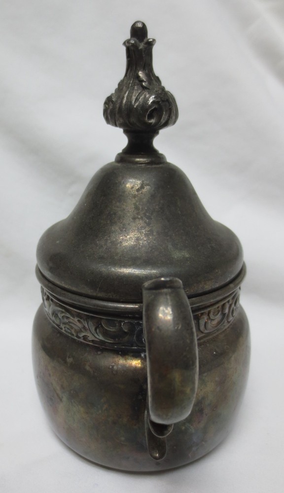 Vtg Silverplate Creamer with unique lid Unbranded