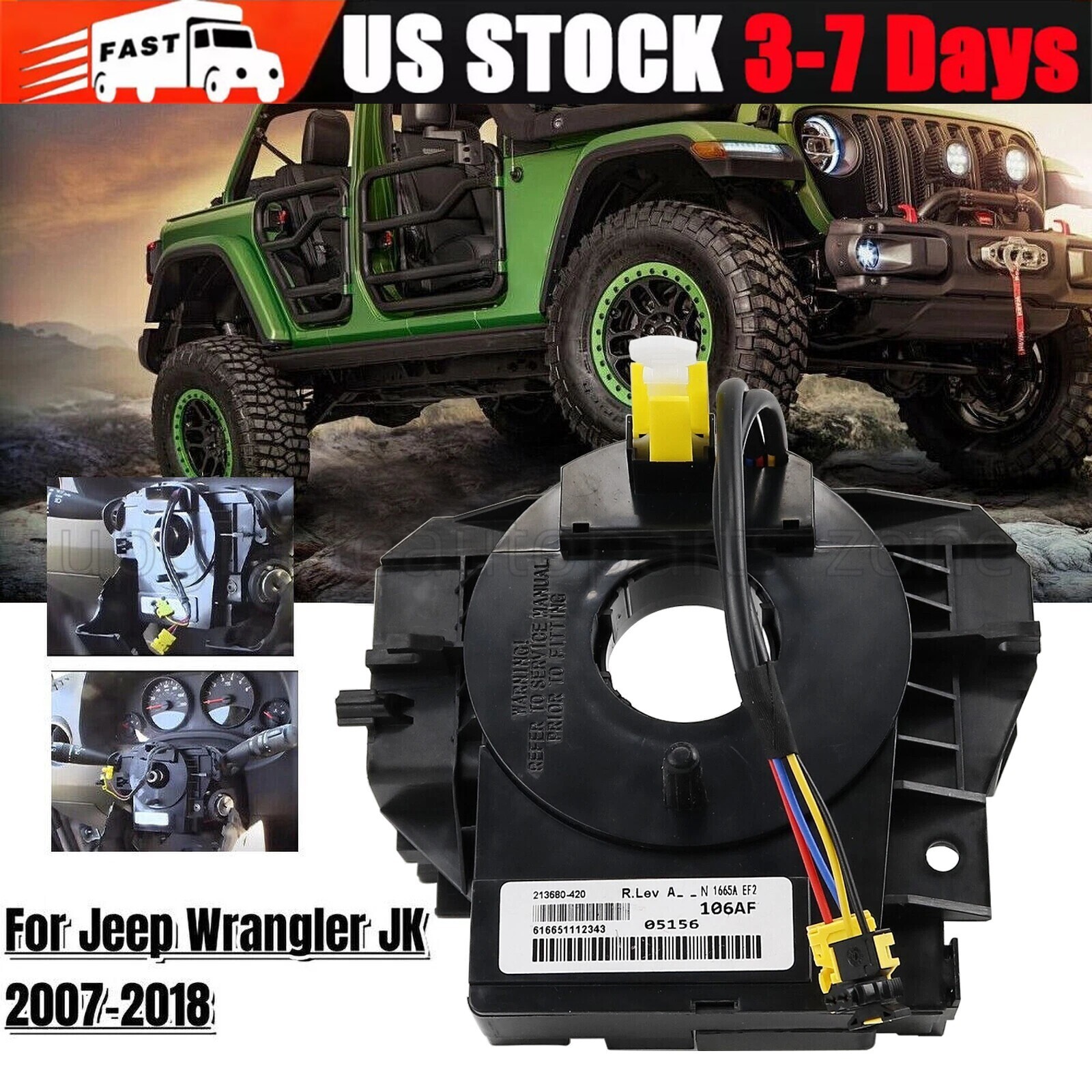Clock Spring With Angle Sensor Steering Wheel For Jeep Wrangler JK 2007-2018
