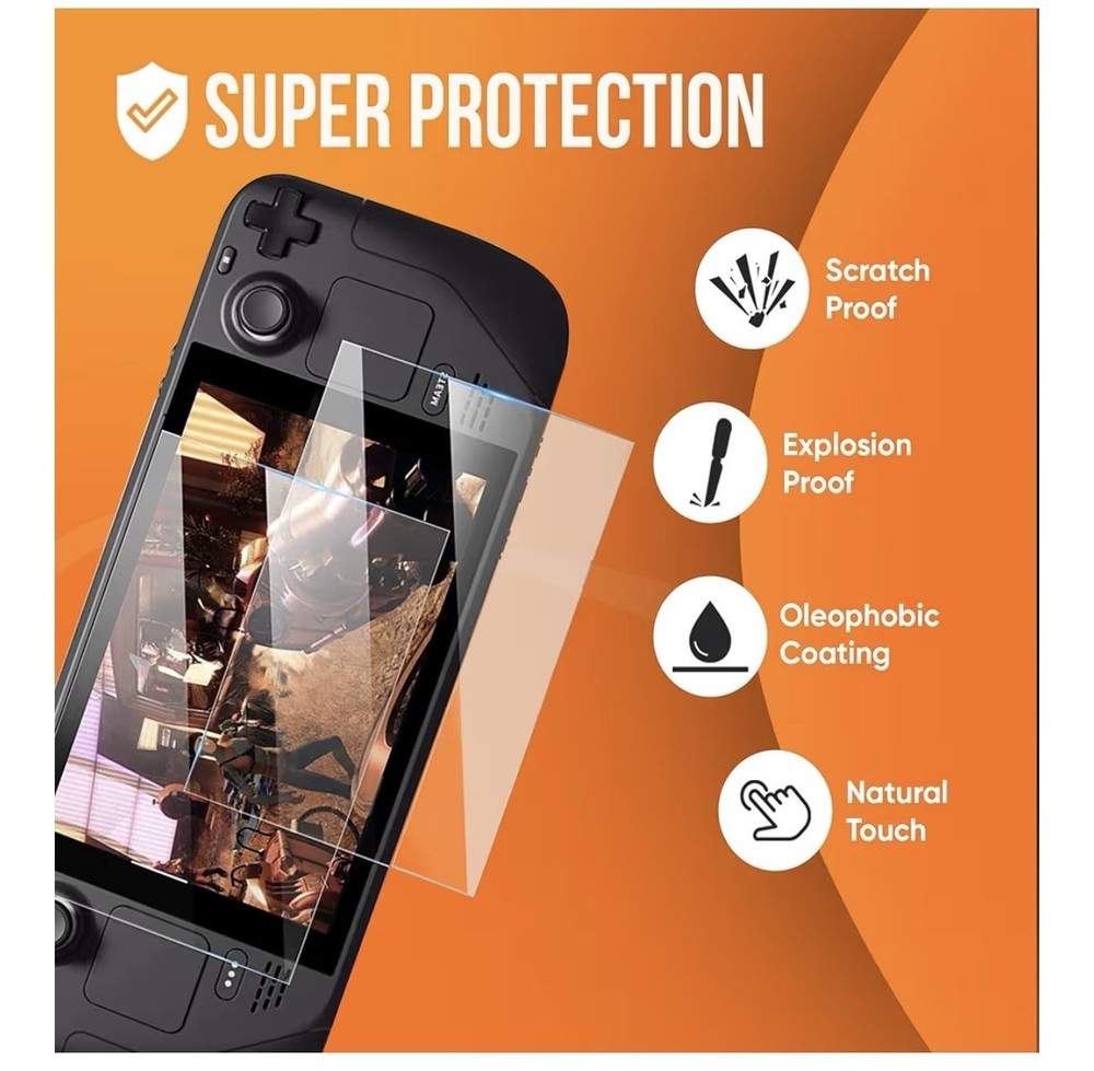 Steam Deck Screen Protector and Case Bundle - 2x Glass Screen Protectors and 2x