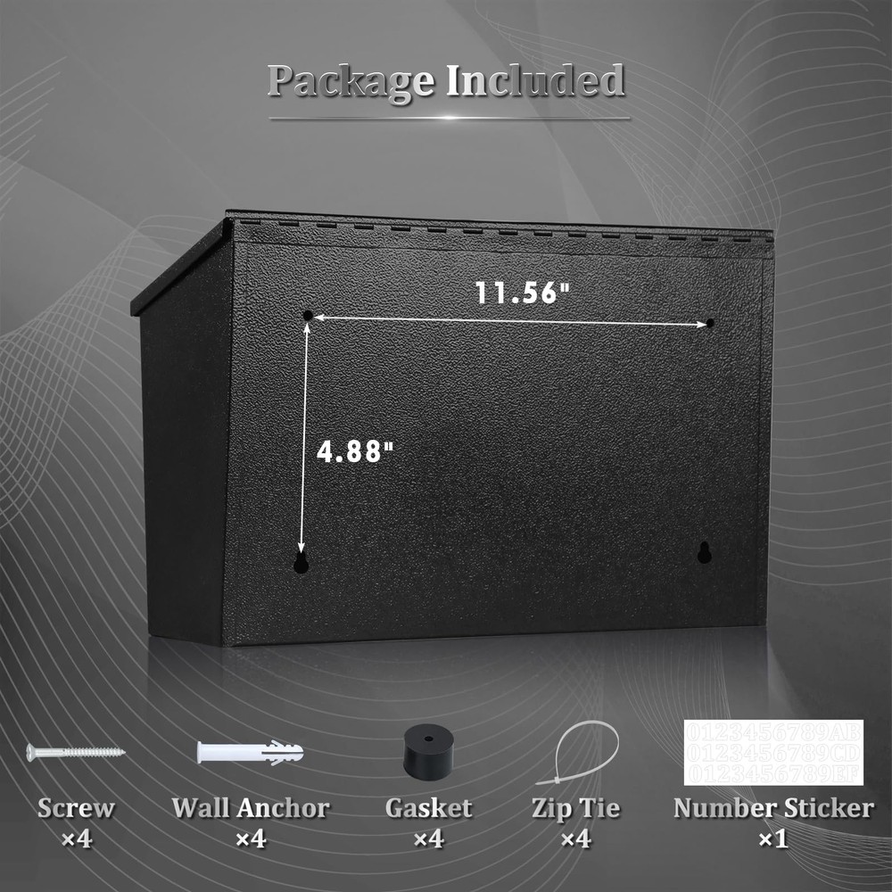 Wall-Mount Mailbox Large Mailbox for Post Rust-Proof Galvanized Steel Box for Ou