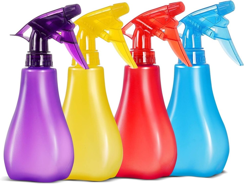 4 pack 8 Oz Empty Plastic Spray Bottles with Adjustable Nozzle - Durable Trigger