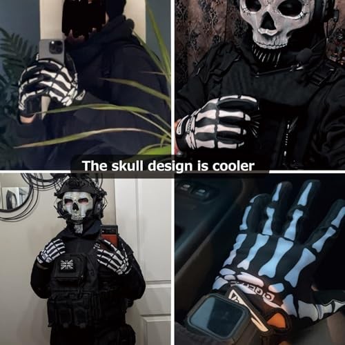 Skeleton Gloves Adjustable Medium #1 Black - Full Finger - Skeleton Pattern