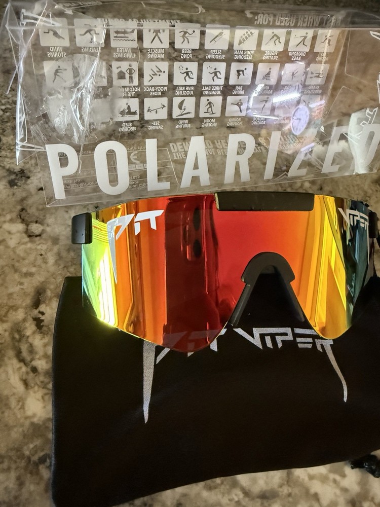 Pit Viper Cycling Sunglasses Polarized Multicolor Lens Black Shield