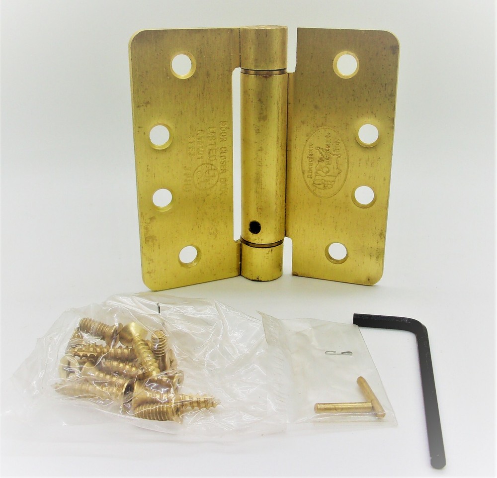 Satin Brass 1/4" Radius Adjustable Self Closing Spring Hinge (US4)