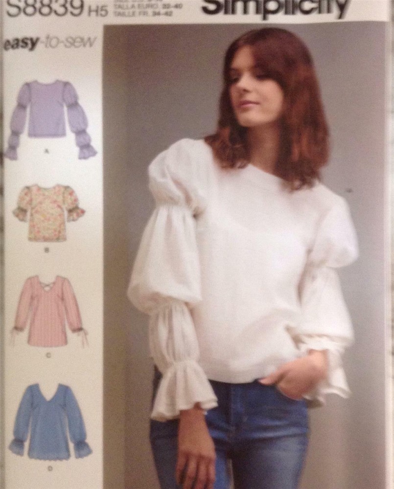 Simplicity 8839 Blouse Tunic Pullover Top Beautiful Sleeve Sewing Pattern Misses