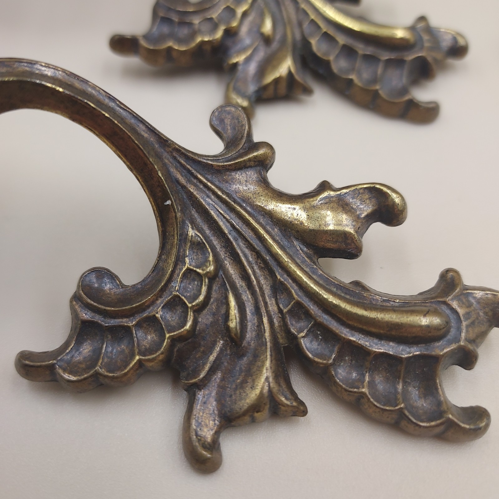 Set of 6 Vintage KEELER Brass French Provincial Drawer Pulls 3.5" Center Holes