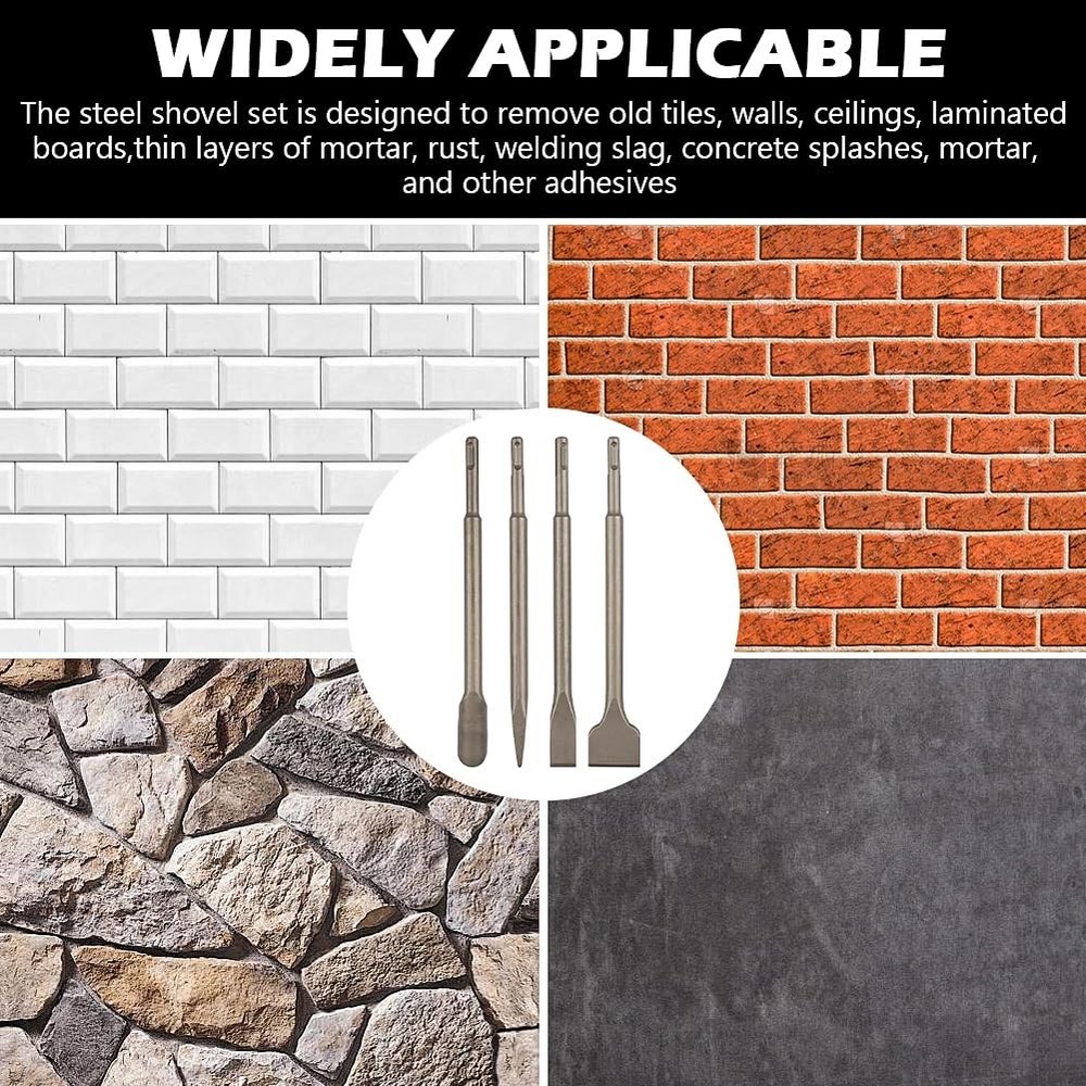 4pcs SDS Chisel Set, Tile Removal Bits, Heavy-Duty Plus Bits for...