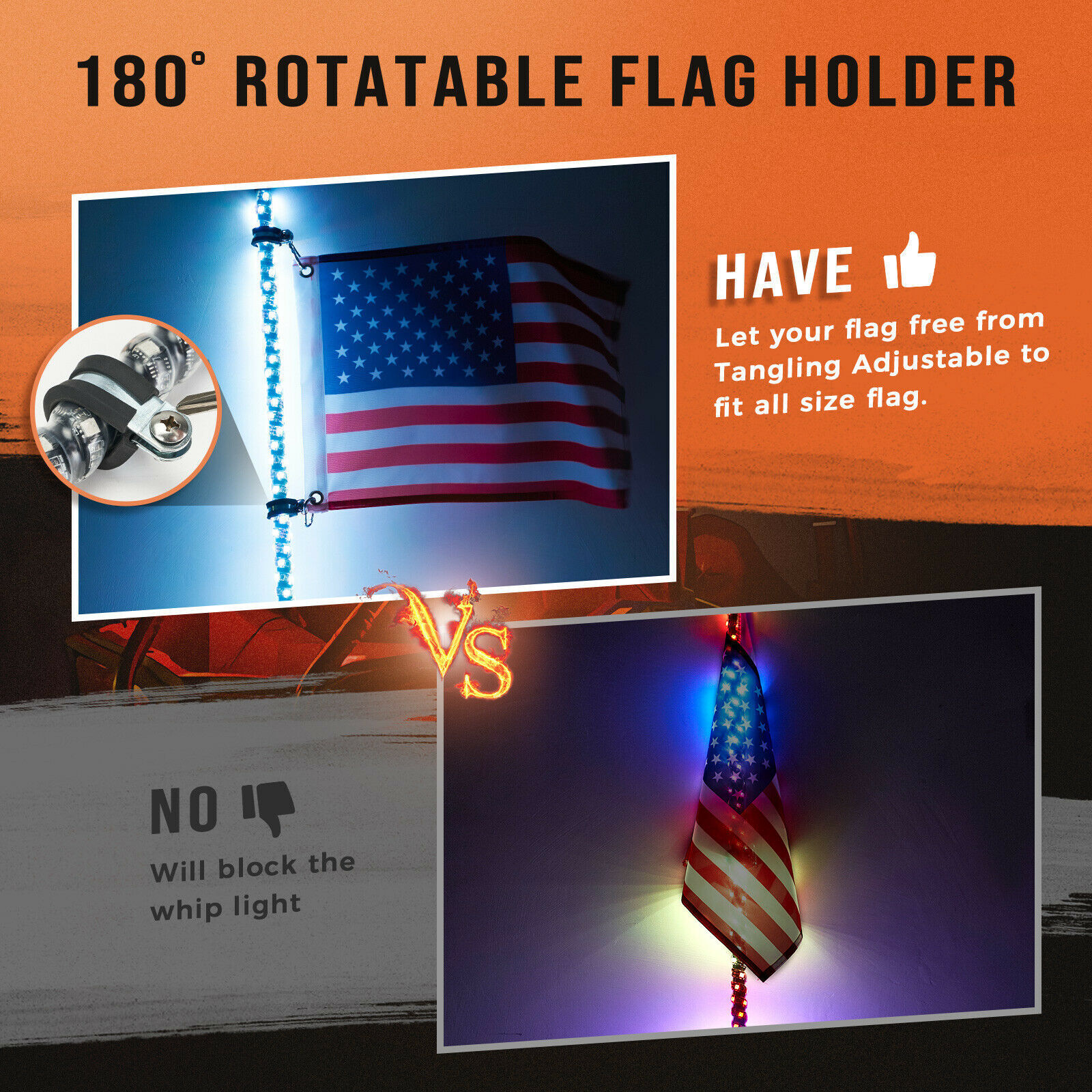 App Control 3ft Pair LED Whip Lights Advanced Bluetooth RGB Spiral for UTV ATV