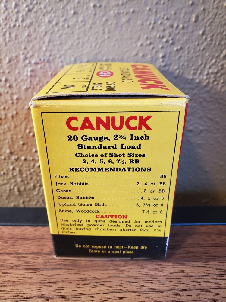 Canuck Standard Load 20 Gauge Empty Shotgun Shell Box