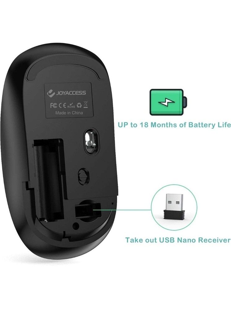 Wireless Mouse, 2.4G Portable Slim Silent Computer Mouse Wireless with USB Nano