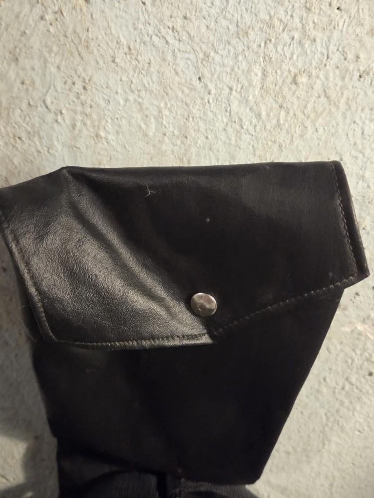 Leather Quiver | Black - Storage Bag - Mounting Straps - Button Flap - Over 30"