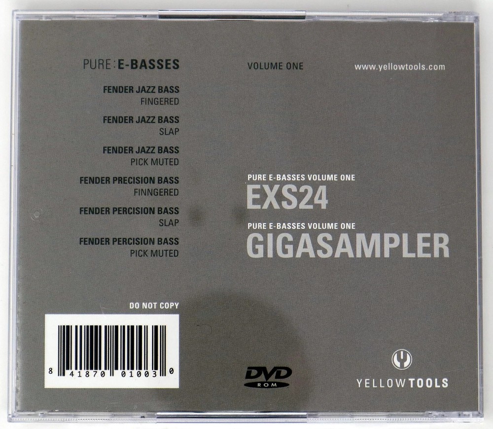 Yellow Tools Pure E-Basses EXS24 & GigaSampler Sample/Sound Library/Sampling CD