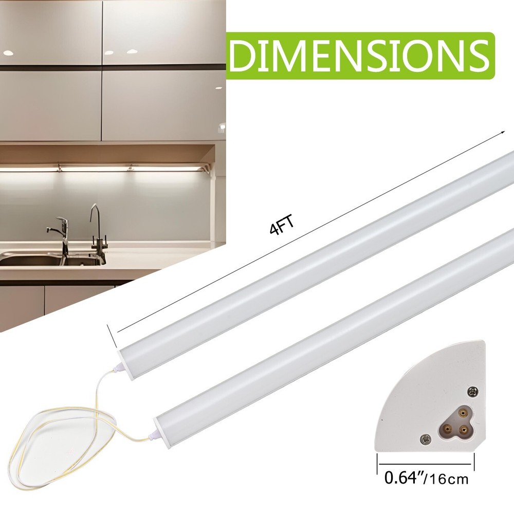4PACK 4FT 40W LED Corner Ceiling Lights with switch for Shop Garage