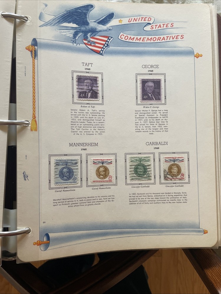 US Commemorative White Ace Album. 1959-1972. 400 Mostly Mint Stamps.