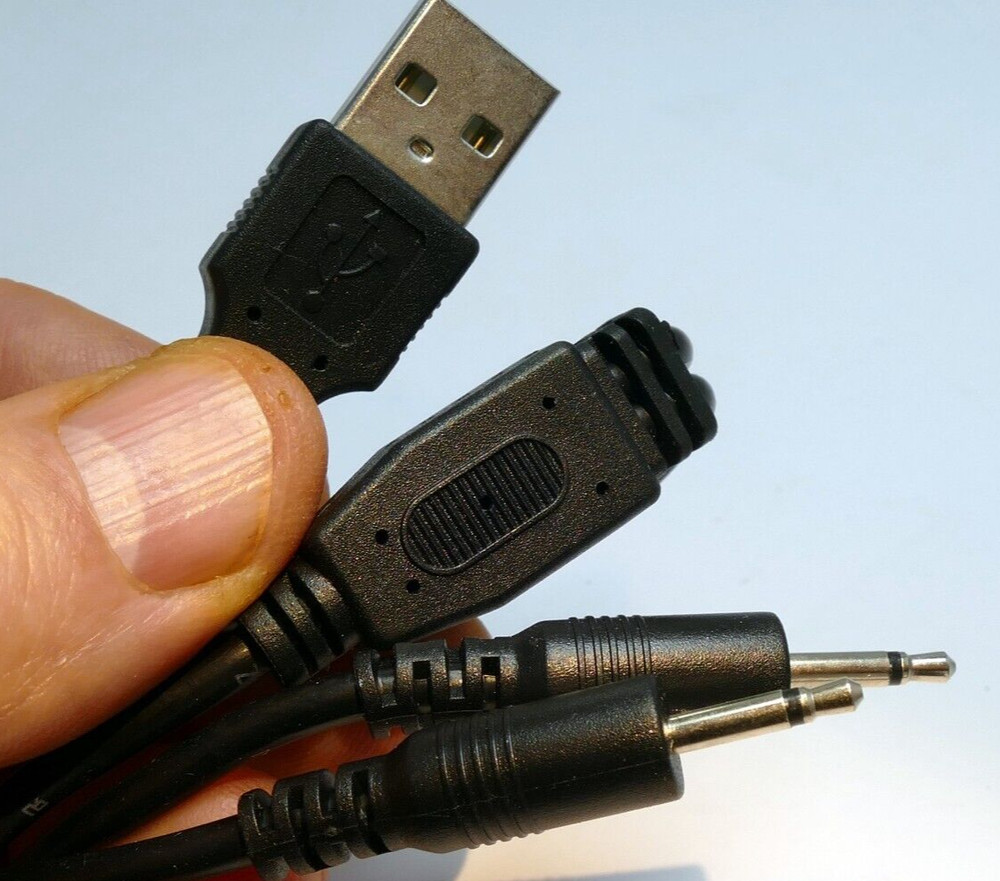 USB Type A to 2X  2.5mm TS Camera Cable Cord audio splitter