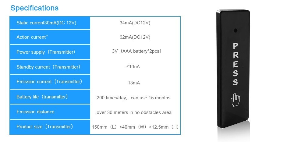 WiFi Smart&Wireless Push Buttons for Entry System, Automatic Doors Sensor Switch