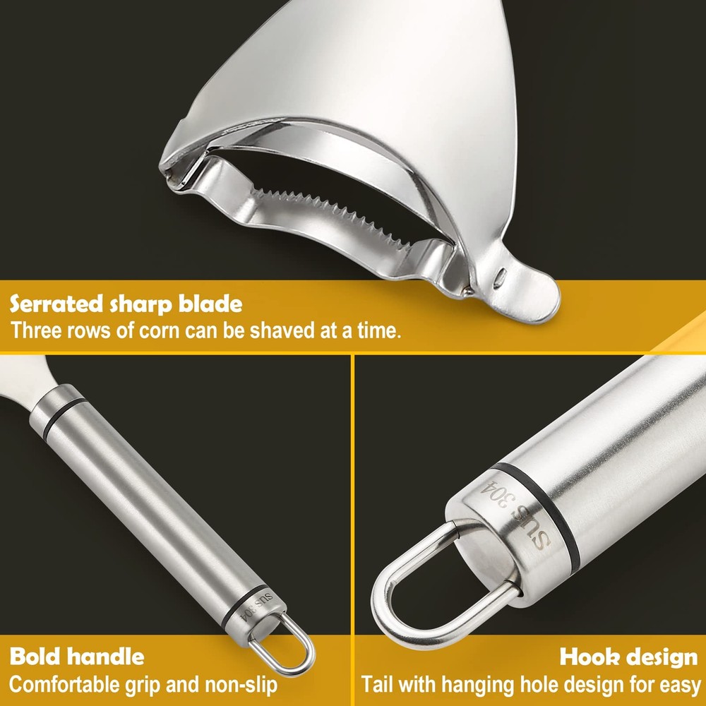 Corn Peeler Stainless Stee Corn Cob Stripper Tool Corn Thresher from the Cob,...