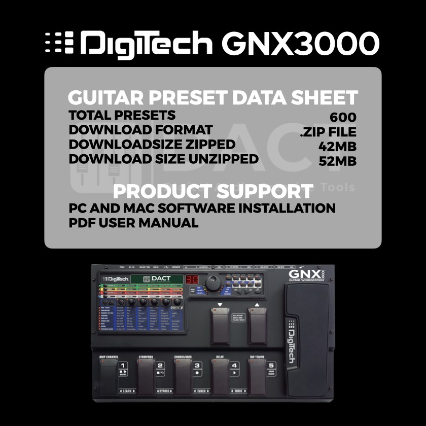 Digitech GNX3000 Guitar Multi-FX Presets Library (Instant Delivery)