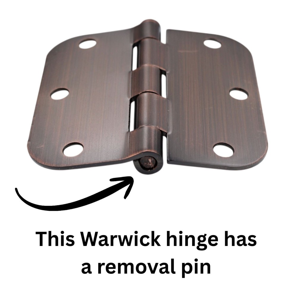 Warwick 3 Pack 3 1/2" Door Hinge 5/8" Radius Corner Bronze DA3012BZ