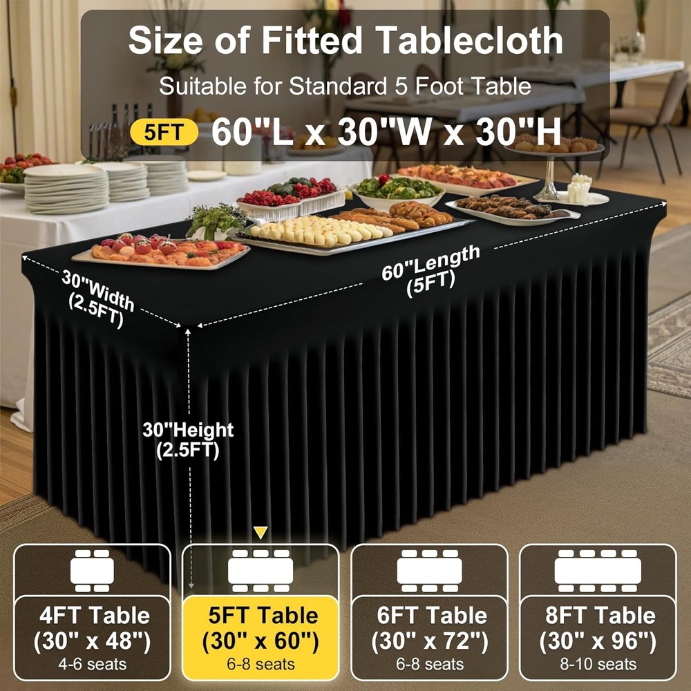 Spandex Tablecloth Elastic Fitted Stretch Tablecloth 6FT Rectangle Tables
