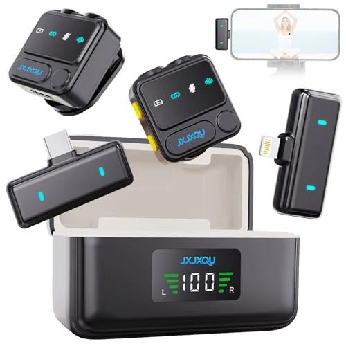 Wireless Lavalier Microphone for iPhone: Mic with Black Mic for iOS/Android