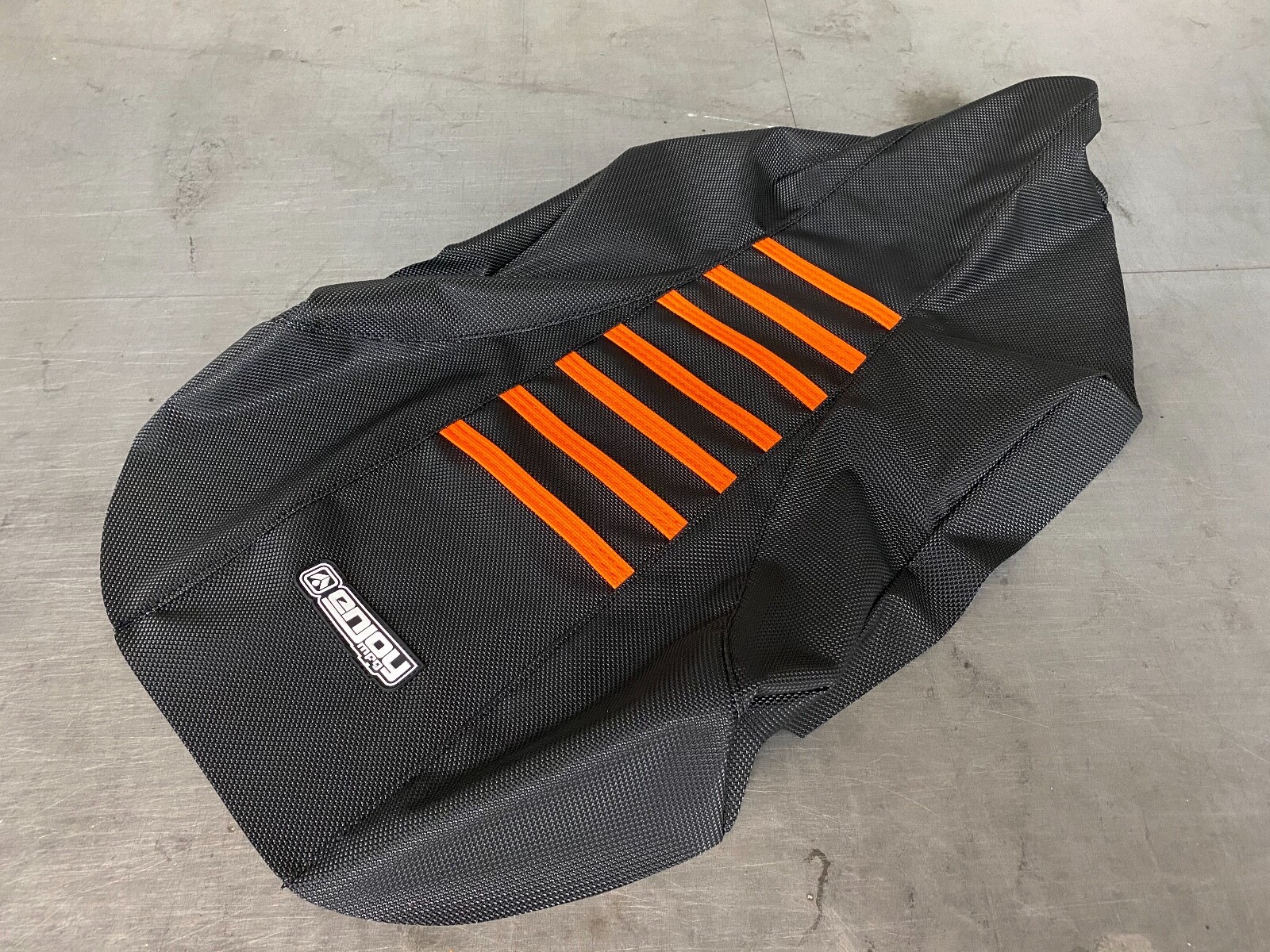 2003 - 2006 Kawasaki KFX 400 Seat cover ALL BLACK / ORANGE RIBS Enjoy Mfg #207