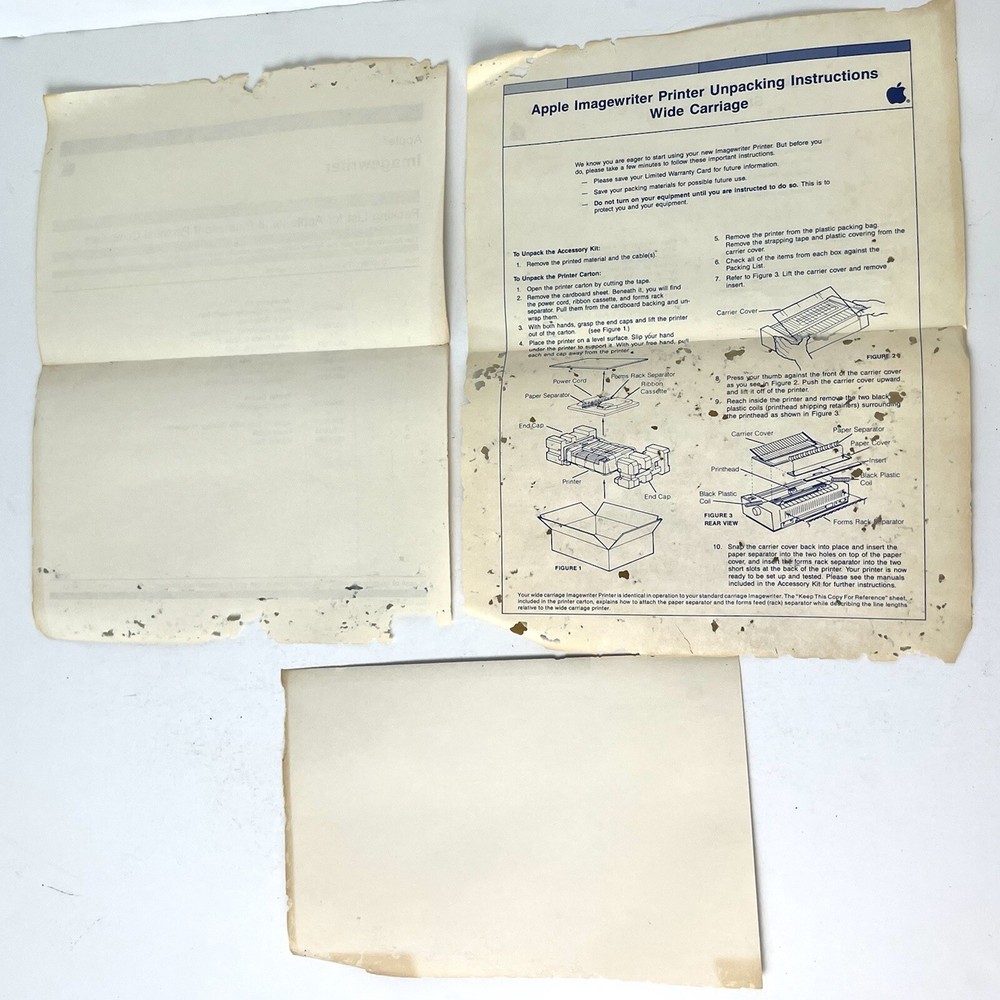 Apple II Imagewriter Printer Accessory Kit Manuals & Original Box ONLY A2C0352
