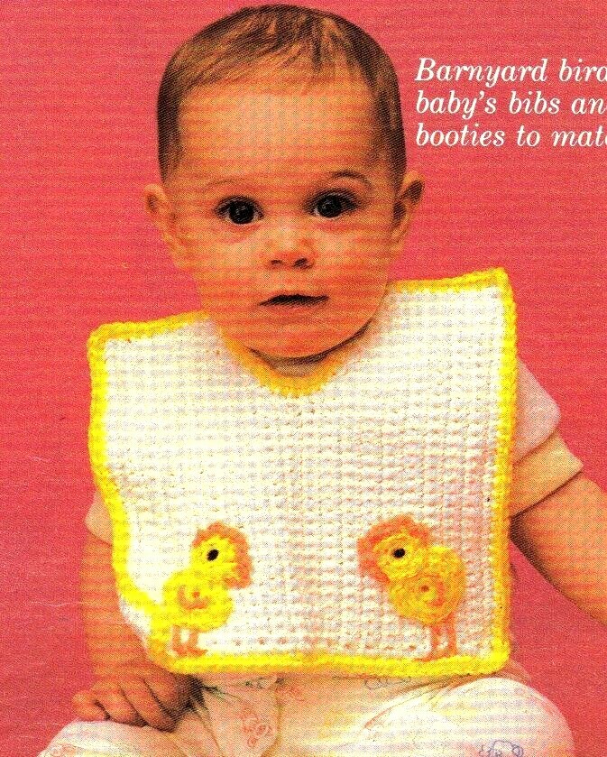 ADORABLE Two Chicks Baby Bib/Crochet Pattern INSTRUCTIONS ONLY