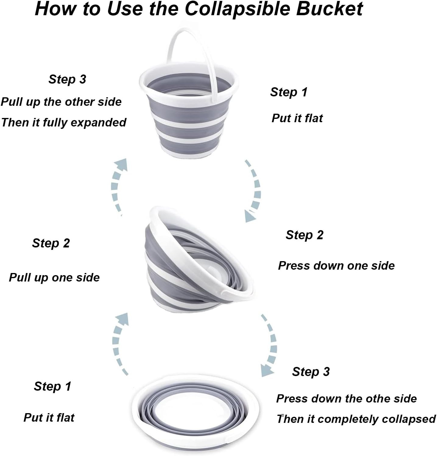Collapsible 1.3 Gallon Water Bucket Foldable Portable for Cleaning & Outdoor Use