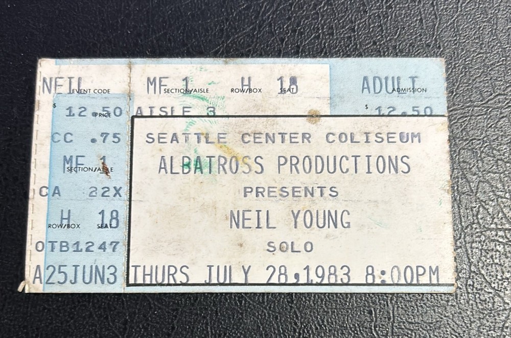 NEIL YOUNG  7/28 1983  Original Concert Ticket Stub Seattle Center Coliseum