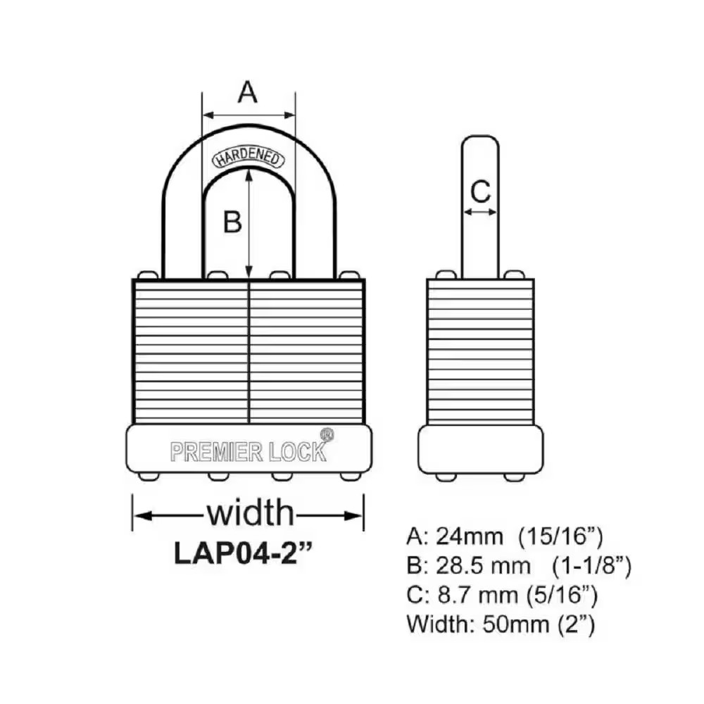 2 In. Nickel Plated Laminated Steel Keyed Padlock with Vinyl Bumper and 2 Keys