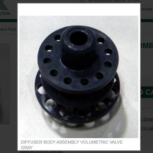 DIFFUSER BODY ASSEMBLY VOLUMETRIC VALVE GRAY # 54-0295/03-SP