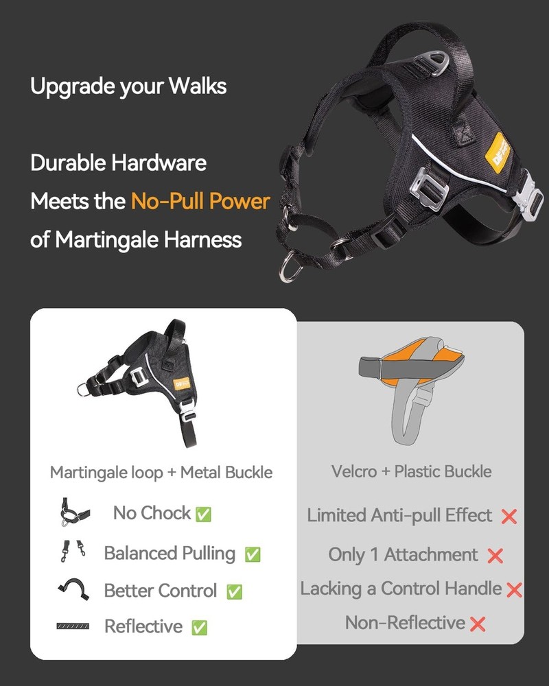 DF No Pull Step-in Martingale Dog Harness, Help Stop Pulling & Chok... Fast Ship