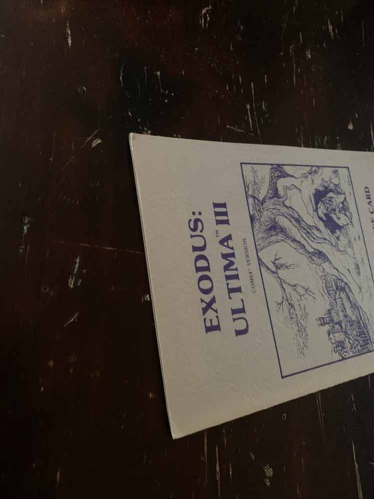 Ultima III Exodus Player Reference Card Only For Commodore 64