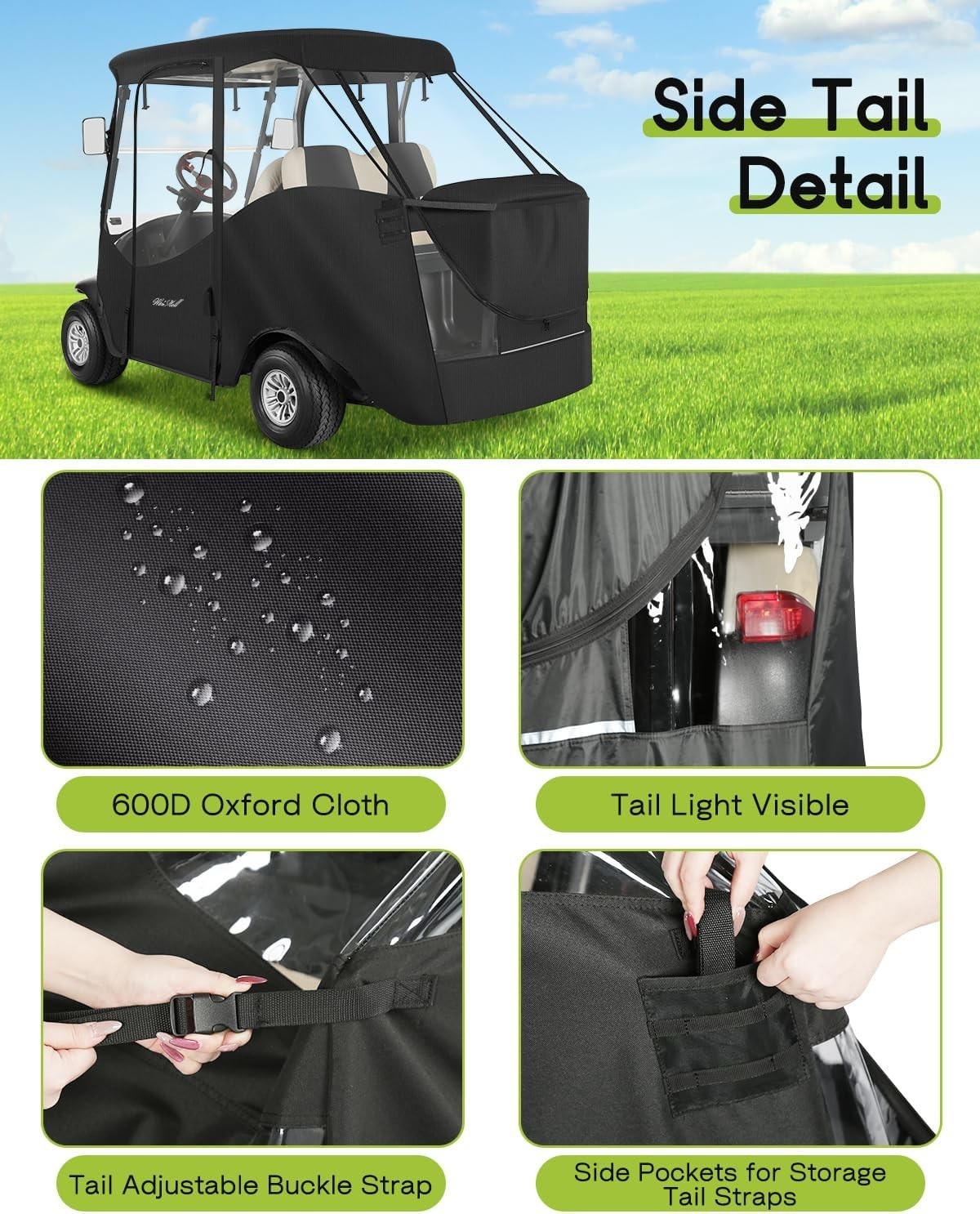 4 Passenger Golf Cart Enclosure for Club Car Precedent Tempo Short Roof 2+2.....