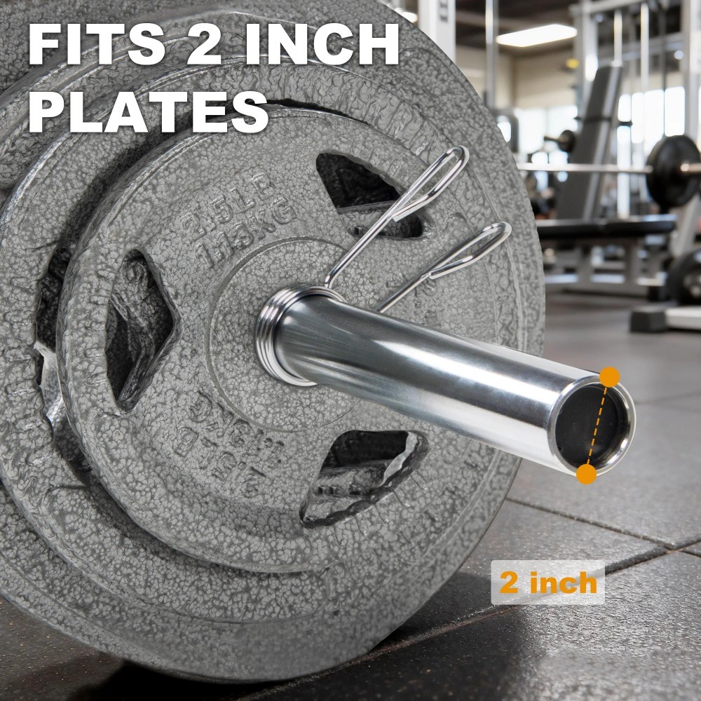 Straight Olympic Barbell, Alloy Steel, 2-Inch Diameter, Silver Finish, 6FT