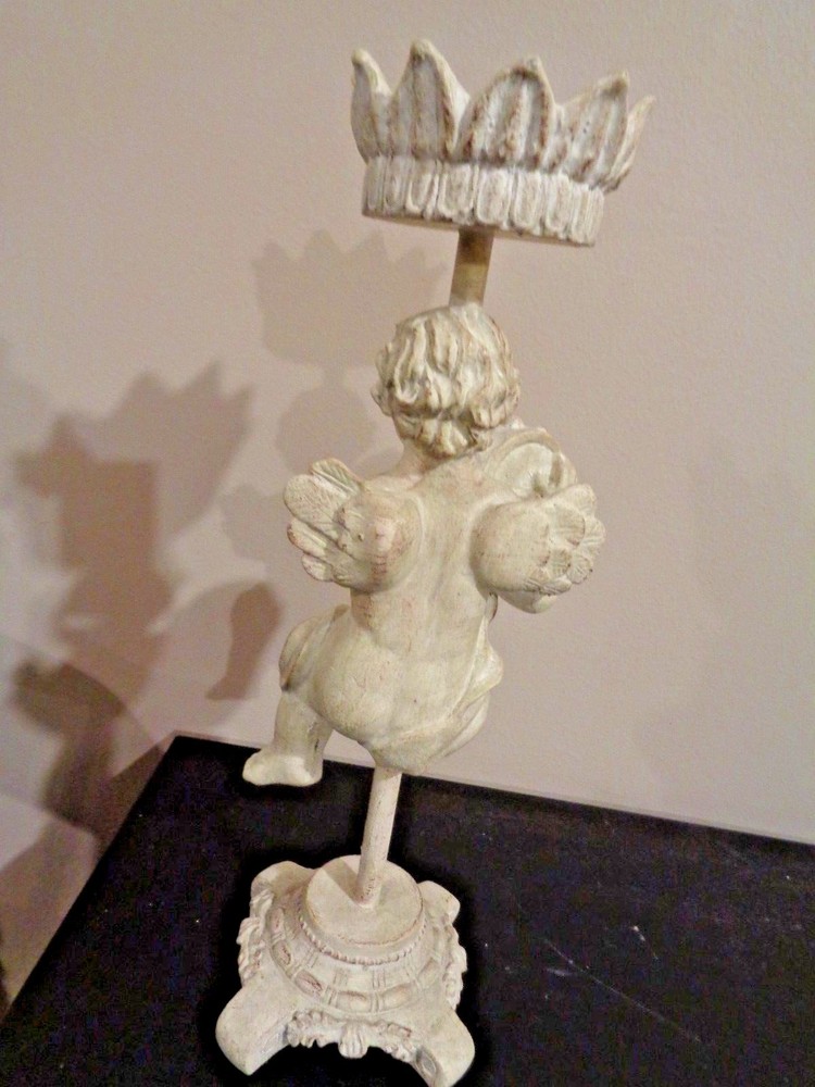 Angel with Drum 16" Tall solid heavy pillar Candle Holder by Elements