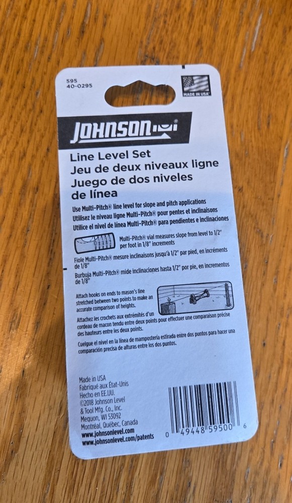 Johnson line level set 595 3 inch