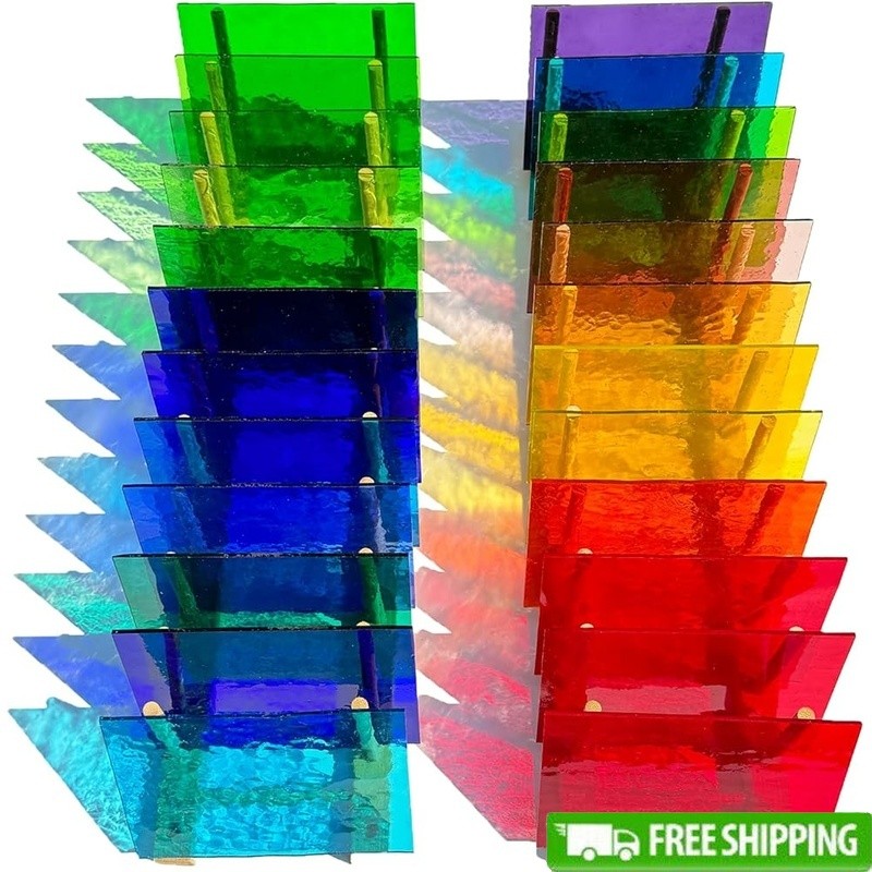 Assorted Colored Stained Glass Sheets Value Pack Mosaic Crafts Projects New